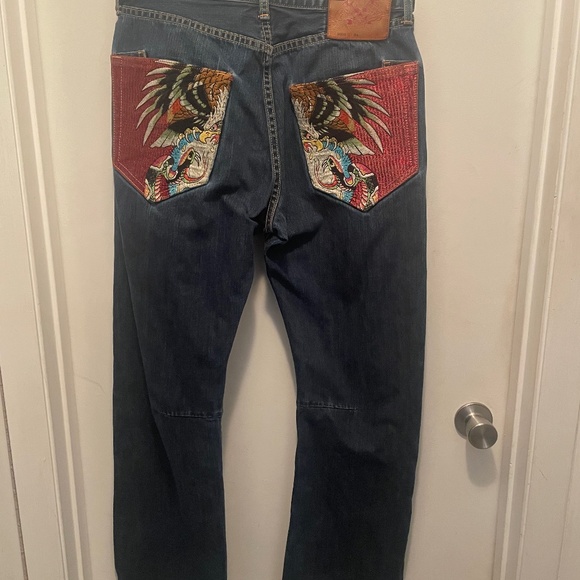 Embroidered Snake & Eagle Ed Hardy Jeans 34